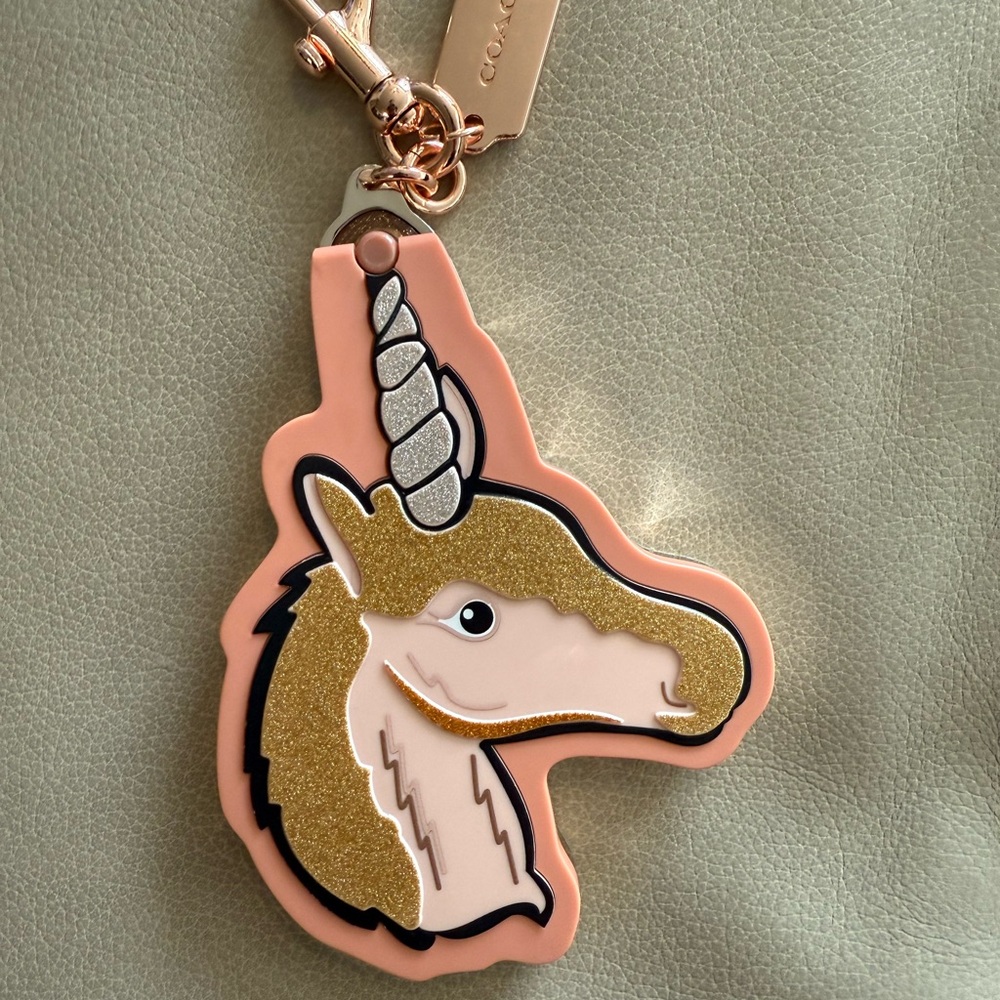 Coach Pink and Gold Unicorn Bag Charm